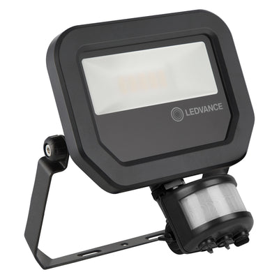 LEDVANCE Floodlight LED 10W/3000K ar sensoru, melns GEN 3